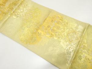 アンティーク　雪輪に動物更紗・草花模様織り出し袋帯（材料）